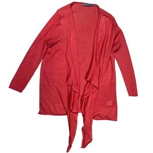 Sakura Women's Salmon Pink Knit Open Cardigan Sz Medium Waterfall Lightweight